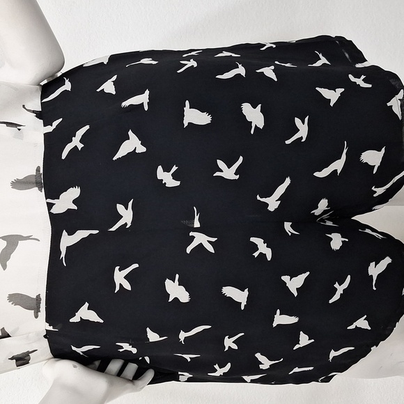 Sweet Rain Black White Bird Novelty Print Pockets Tie Neck Summer Romper Size M - Picture 8 of 13